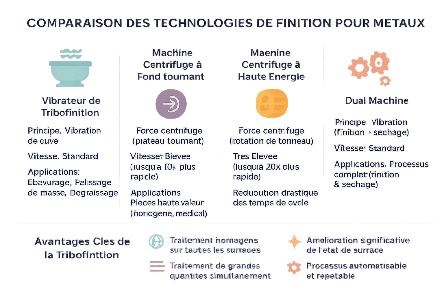 Comparaison des technologies de finition des métaux