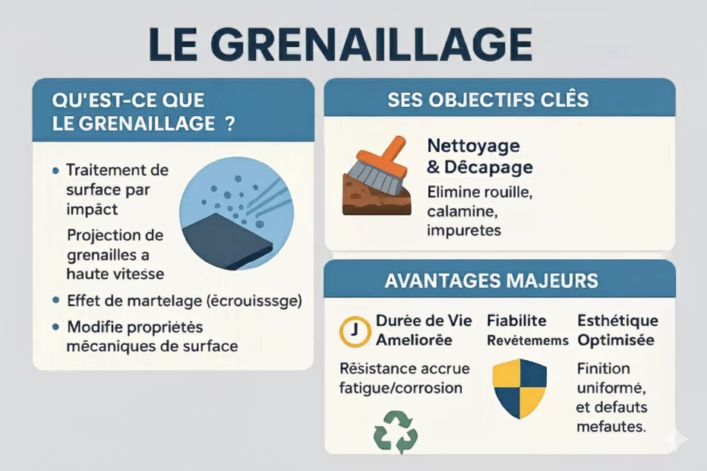 Illustration du processus de grenaillage