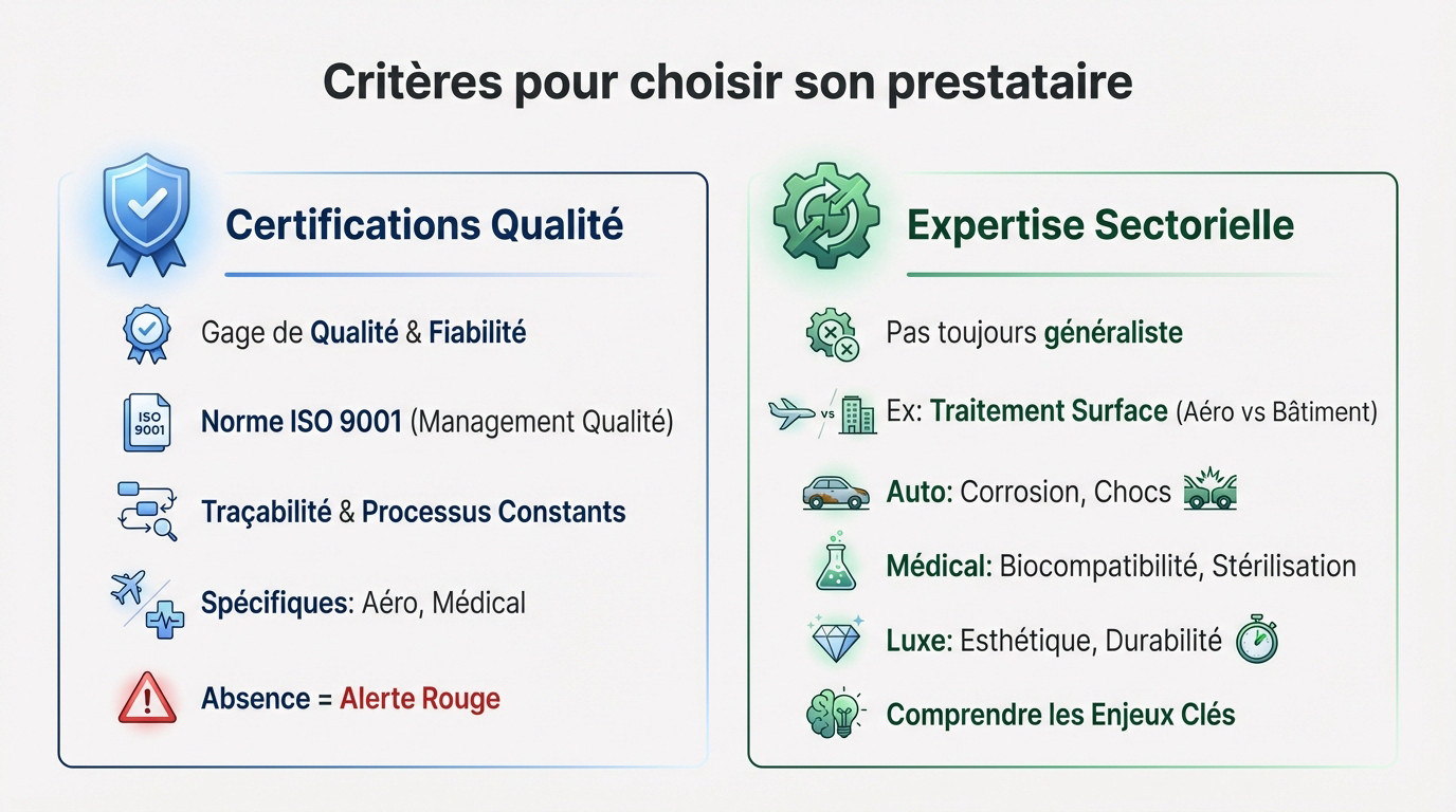 Contrôle qualité rigoureux d'une pièce métallique après traitement de surface
