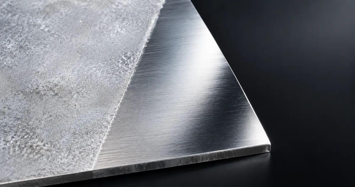 Surface en aluminium mi-oxydée mi-polie, image de couverture