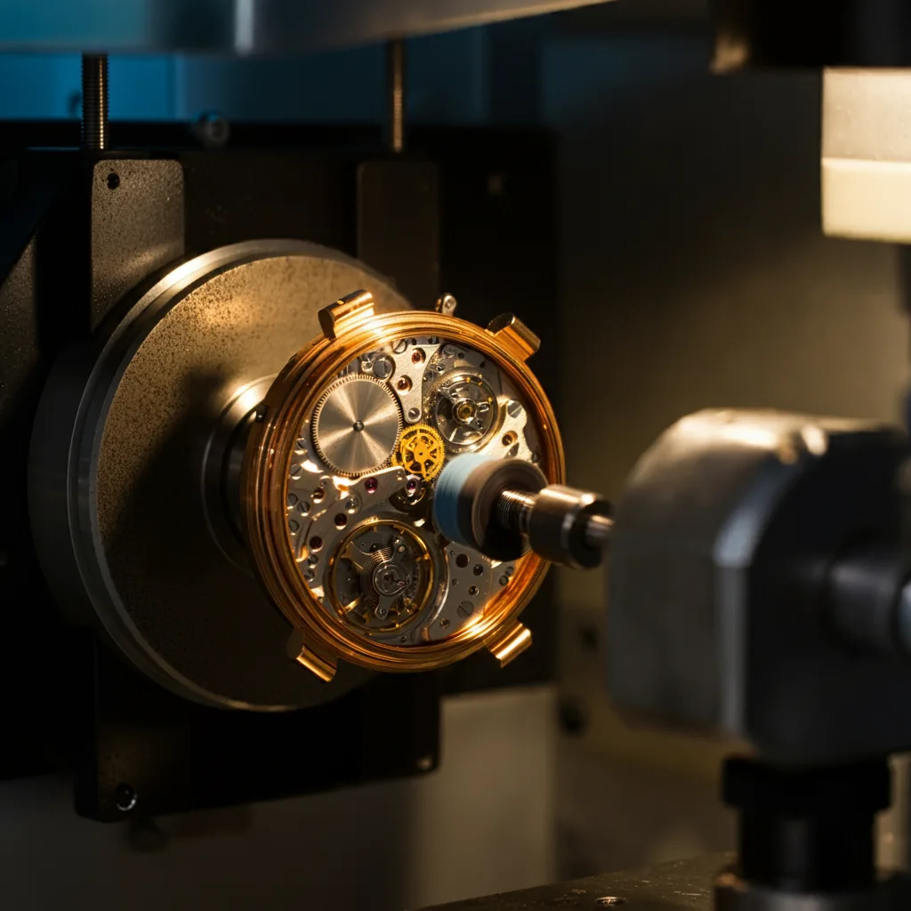 Piece of a watch in a Tribo-finishing machine