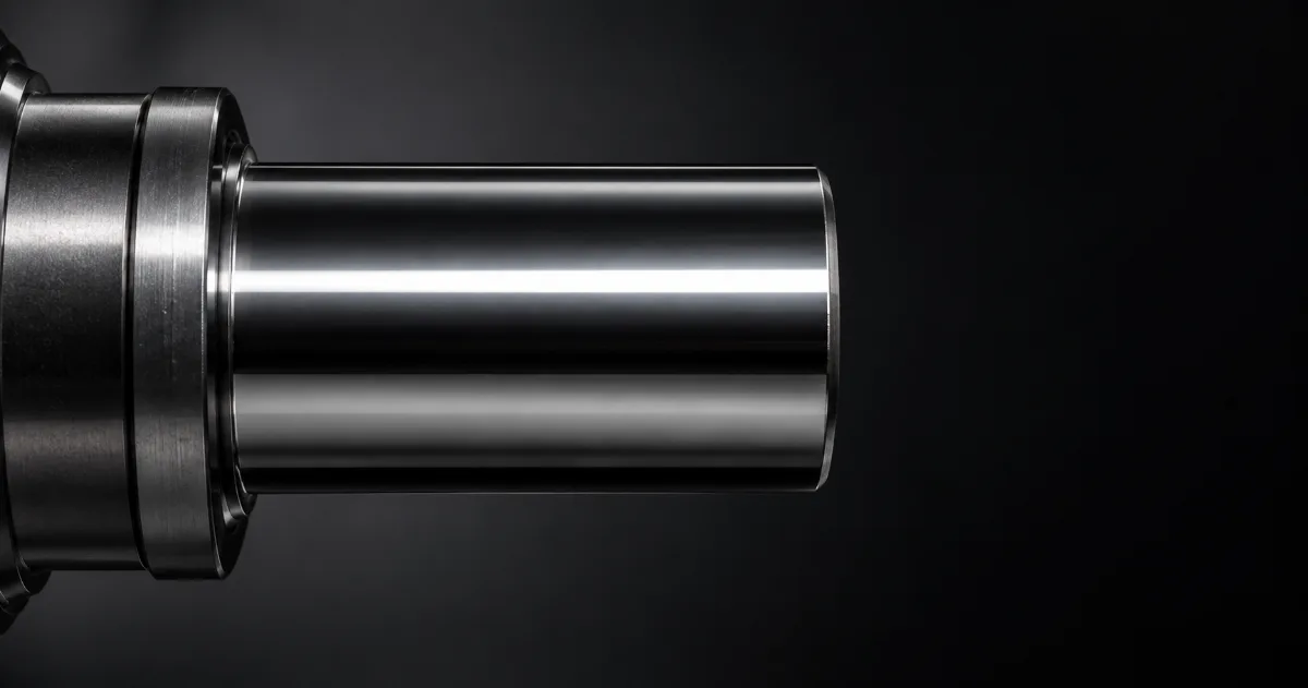 Pièce en acier superfinie sur fond sombre, image de couverture